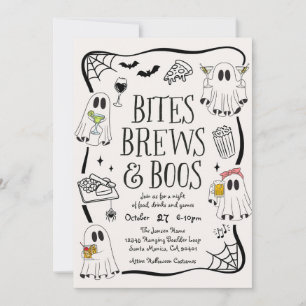 Invitation à la fête d'Halloween Bites, Brews et H