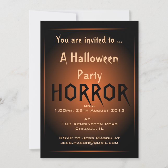 Invitation à la fête d'Halloween Black & Orange (Devant)