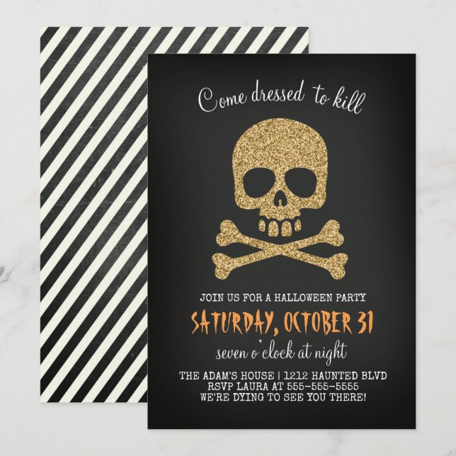 Invitation à la fête d'Halloween Chic Crâne modern (Devant / Derrière)