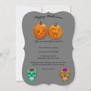 Invitation à la fête d'Halloween Citrouille Sucre 