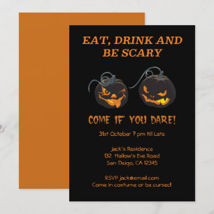Invitation à la fête d'Halloween de deux Citrouill