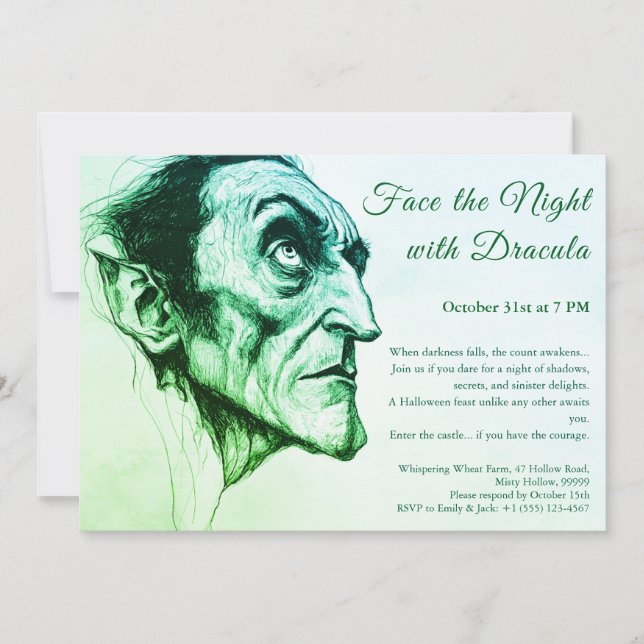 Invitation à la fête d'Halloween de Dracula Vampir (Devant)