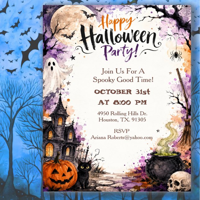 Invitation à la fête d'Halloween de la maison hant (Créateur téléchargé)