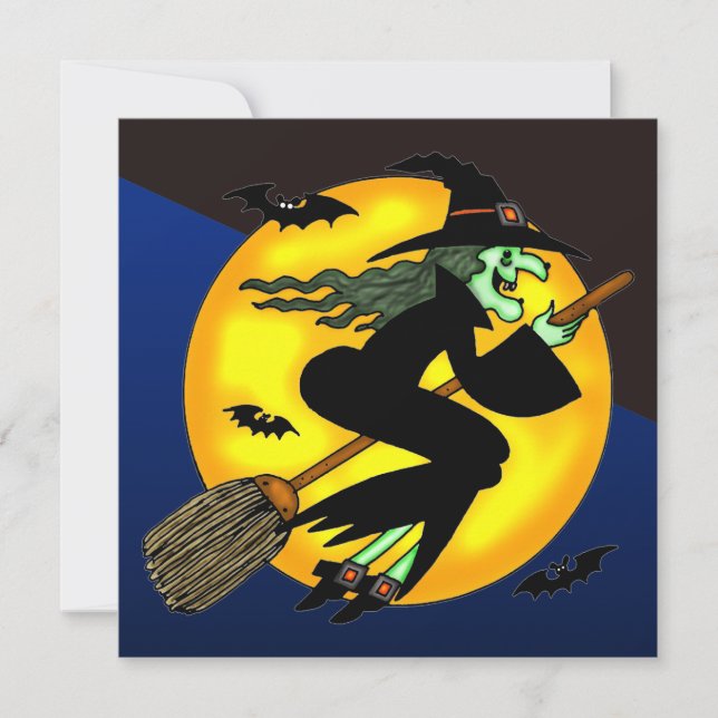 Invitation à la fête d'Halloween de la sorcière (Devant)