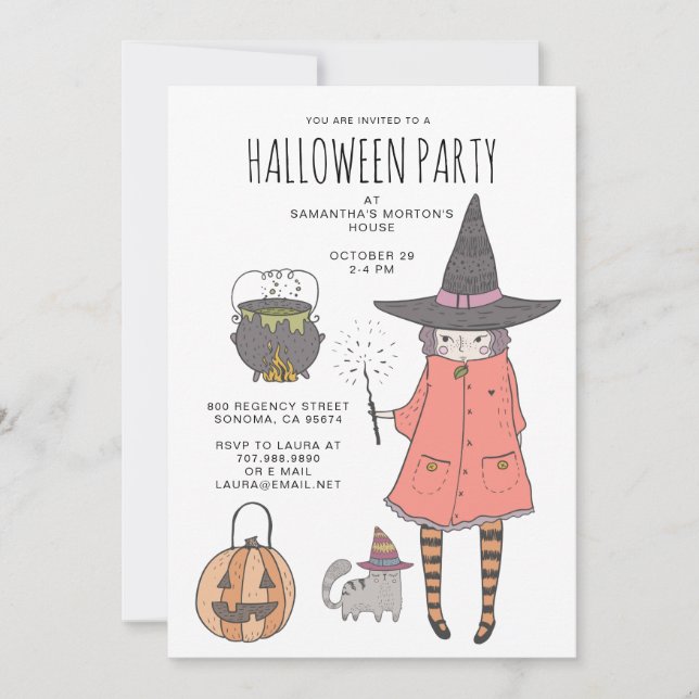 Invitation à la fête d'Halloween de l'enfant sorci (Devant)