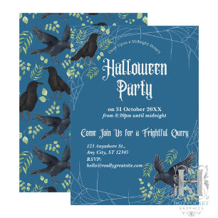 Invitation à la fête d'Halloween de Raven en bleu