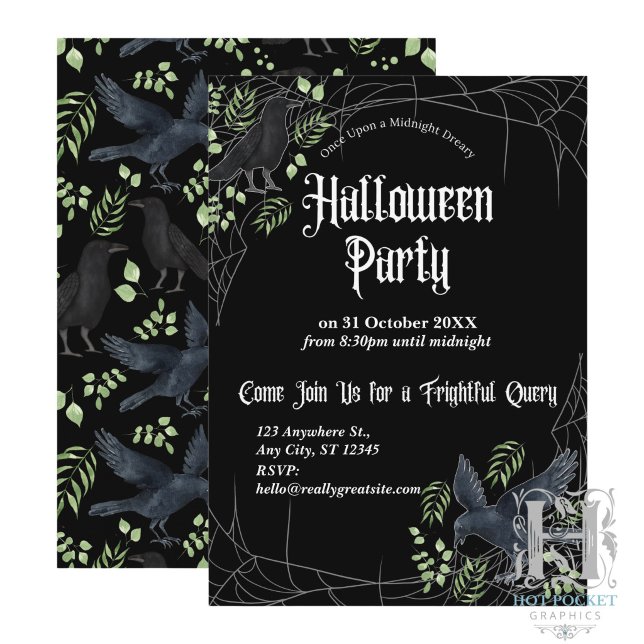 Invitation à la fête d'Halloween de Raven en noir (Créateur téléchargé)