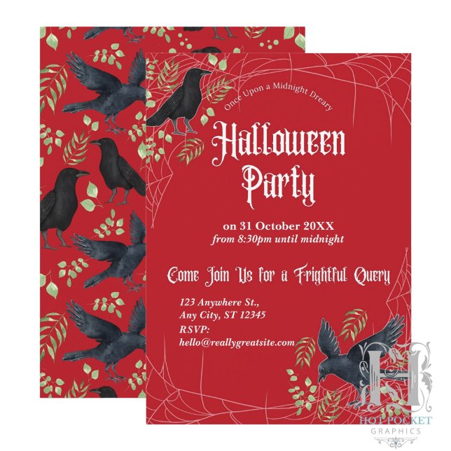 Invitation à la fête d'Halloween de Raven en rouge (Créateur téléchargé)