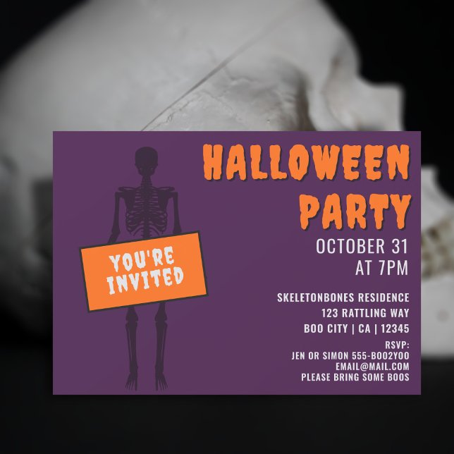 Invitation à la fête d'Halloween de squelette effr (You're invited to add your Halloween party details!)