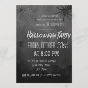 Invitation à la fête d'Halloween des araignées
