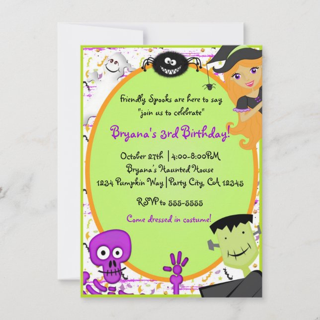 Invitation à la fête d'Halloween des enfants avec  (Devant)