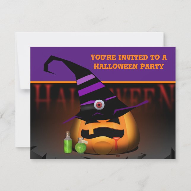 Invitation à la fête d'Halloween des enfants citro (Devant)