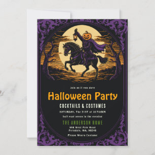 Invitation à la fête d'Halloween du cavalier à têt