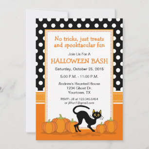 Invitation à la fête d'Halloween du chat noir et d