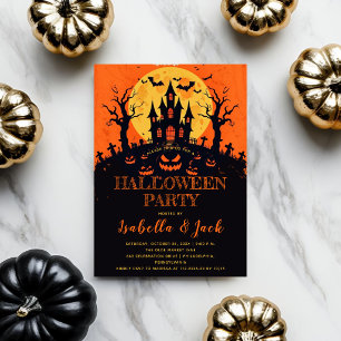 Invitation à la fête d'Halloween du château hanté