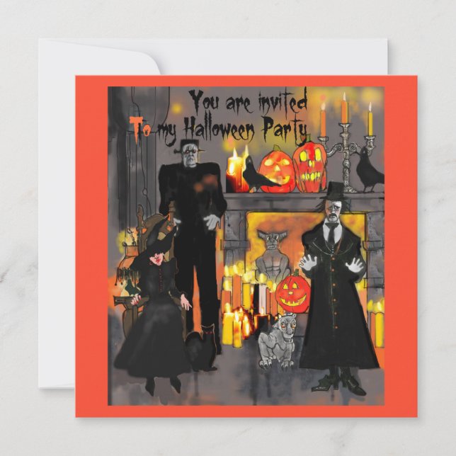 Invitation à la fête d'Halloween du manoir hanté (Devant)