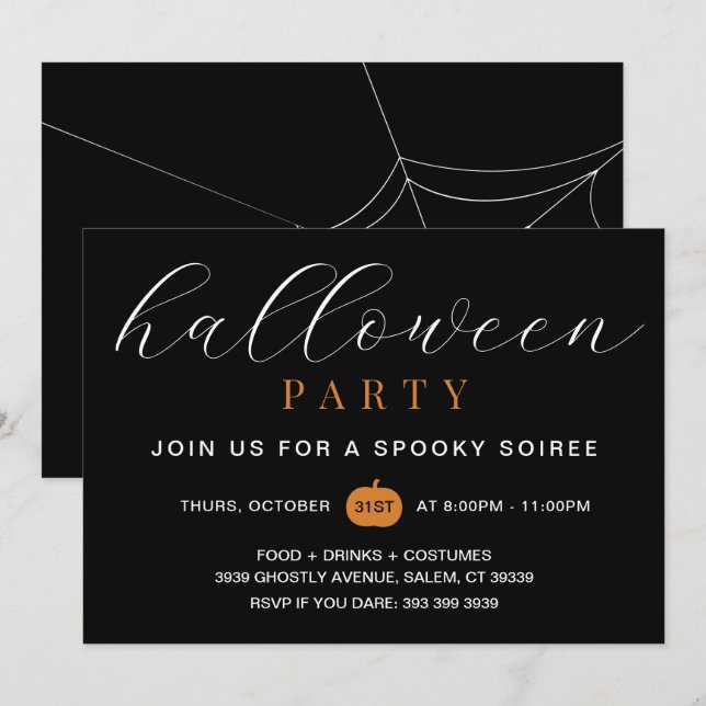 Invitation à la fête d'Halloween Éffrayante pour a (Devant / Derrière)