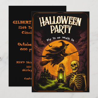 Invitation à la fête d'Halloween en volant ou en m