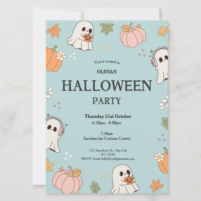 Invitation à la fête d'Halloween Ghosts éffrayant (Devant)