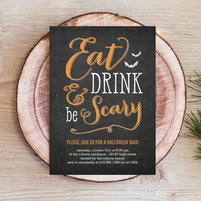 Invitation à la fête d'Halloween Manger Boire Être (Créateur téléchargé)