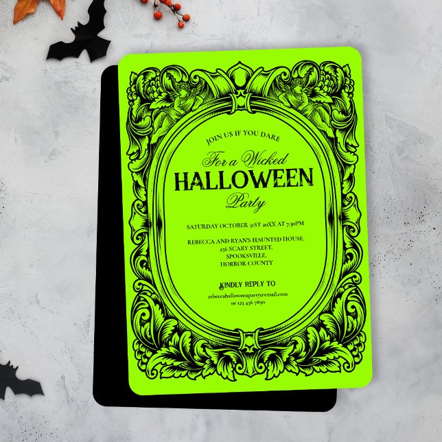 Invitation à la fête d'Halloween noir vert (Créateur téléchargé)