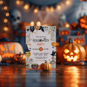 Invitation à la fête d'Halloween orange et noir
