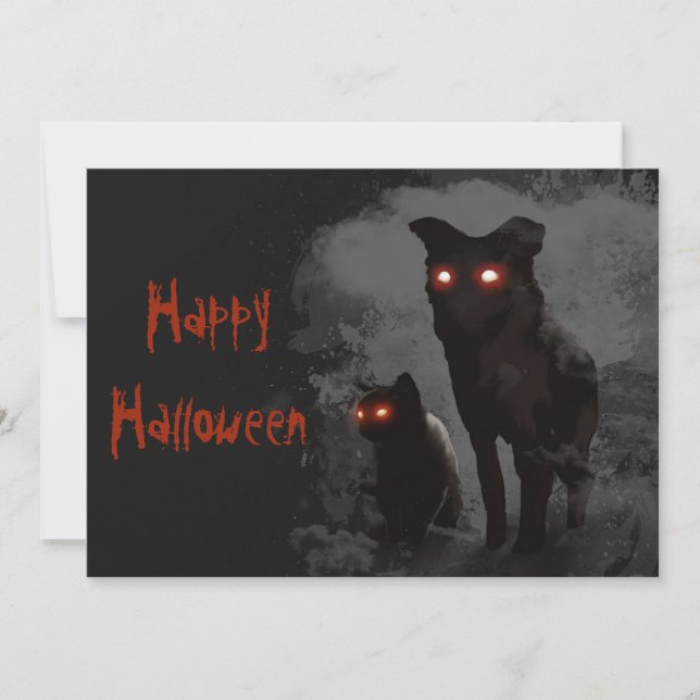 Invitation à la fête d'Halloween pour chat et chie (Devant)