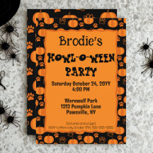 Invitation à la fête d'Halloween pour chiens Howl-