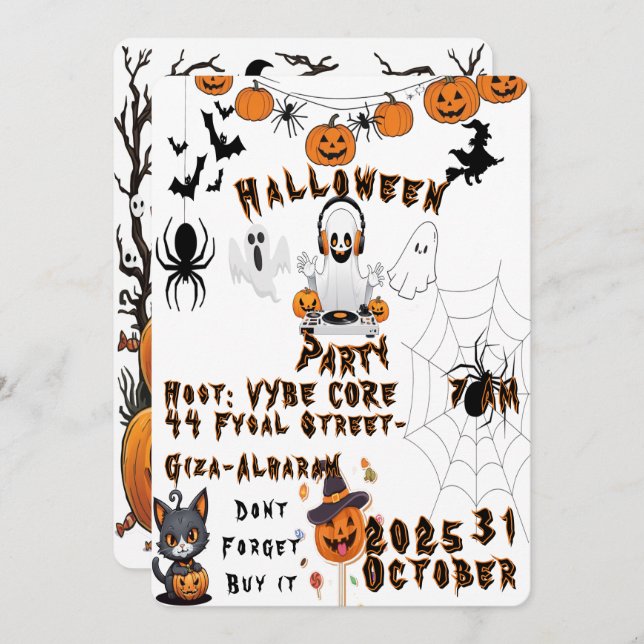 Invitation à la fête d'Halloween pour enfants (Devant / Derrière)