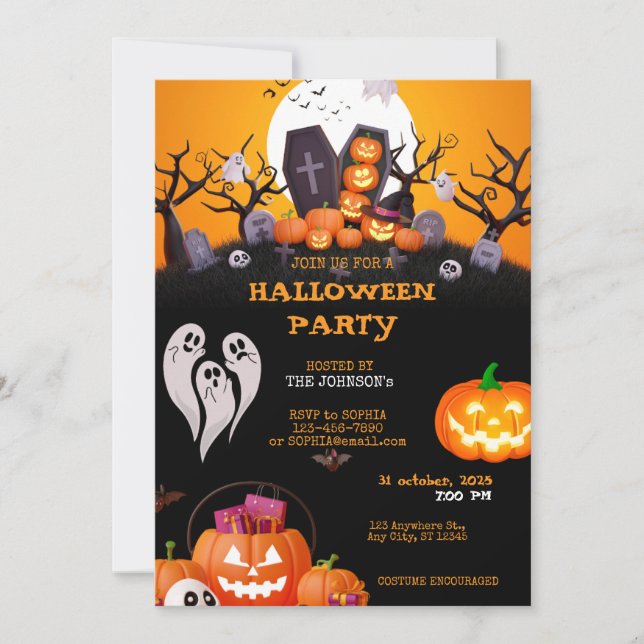 Invitation à la fête d'Halloween pour enfants éffr (Devant)