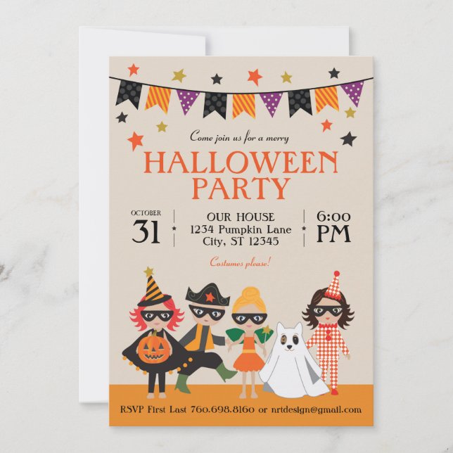 Invitation à la fête d'Halloween pour enfants vint (Devant)