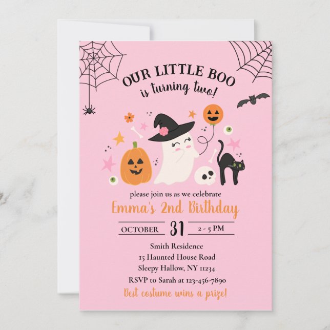 Invitation à la fête d'Halloween pour le 2e annive (Devant)