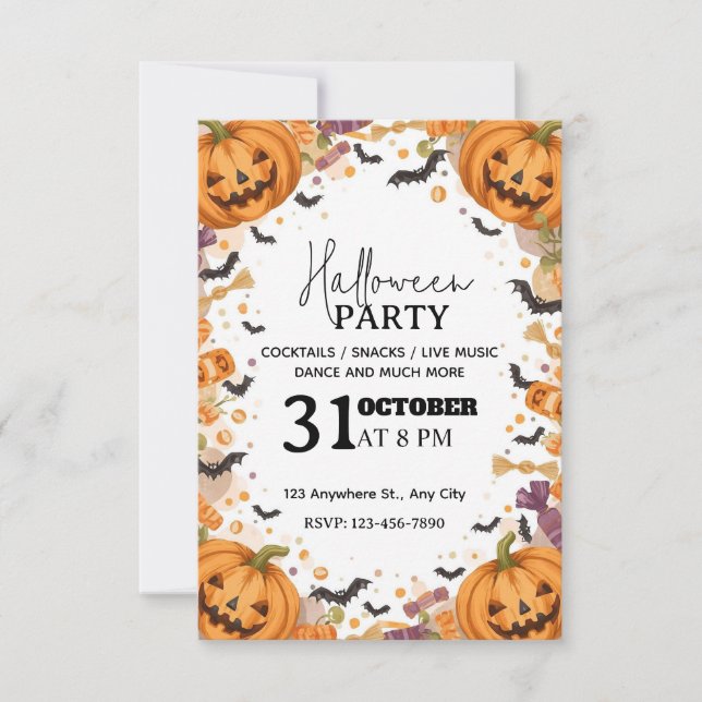 Invitation à la fête d'Halloween pour les enfants  (Devant)