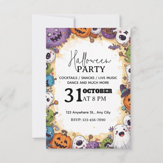 Invitation à la fête d'Halloween pour les enfants  (Devant)