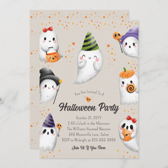 Invitation à la fête d'Halloween pour les enfants  (Devant / Derrière)