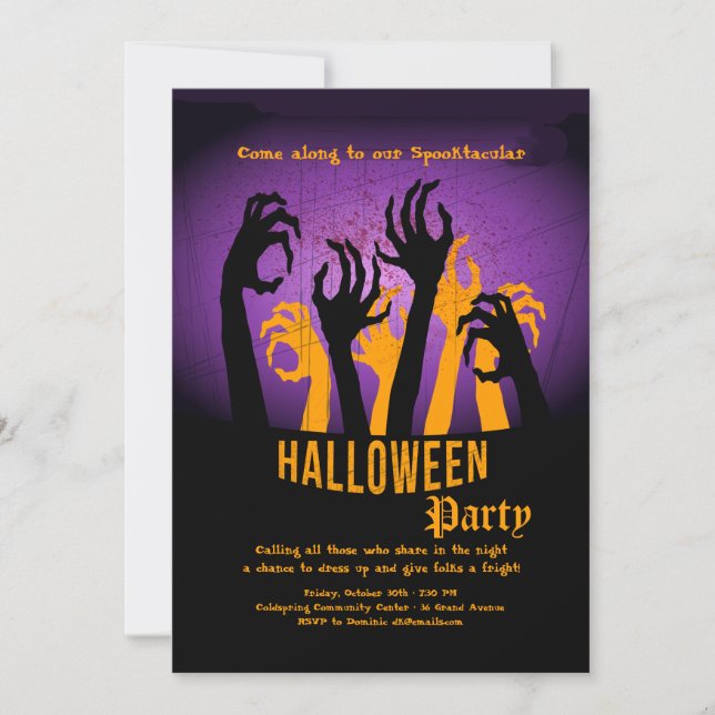 Invitation à la fête d'Halloween Reaching Hands (Devant)