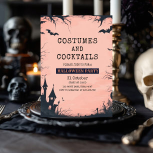 Invitation à la fête d'Halloween rose chic