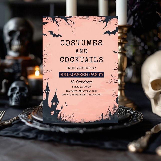 Invitation à la fête d'Halloween rose chic (Créateur téléchargé)