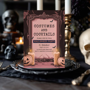 Invitation à la fête d'Halloween rose chic