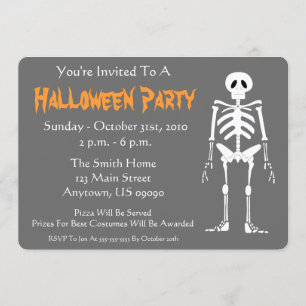 Invitation à la fête d'Halloween (Skeleton Grey)