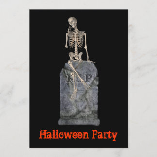 Invitation à la fête d'Halloween Squelette Tombsto