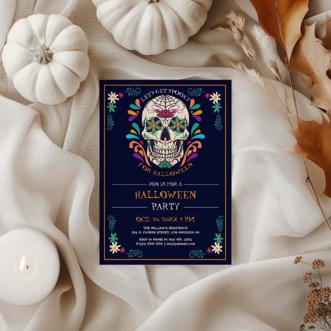 Invitation à la fête d'Halloween Sugar Skull (Créateur téléchargé)