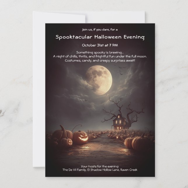 Invitation à la fête d'Halloween sur le champ de c (Devant)