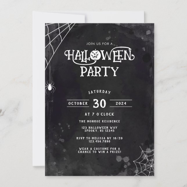Invitation à la fête d'Halloween Toile d'araignée (Devant)