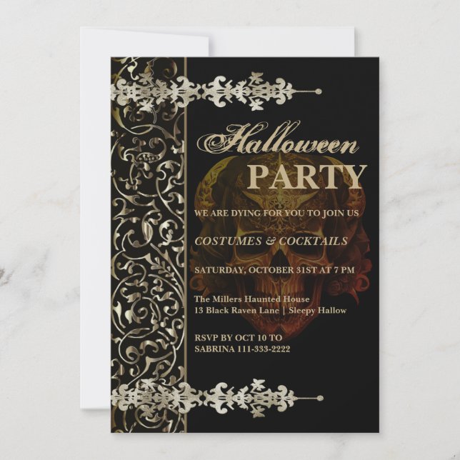 Invitation à la fête d'Halloween vintage (Devant)