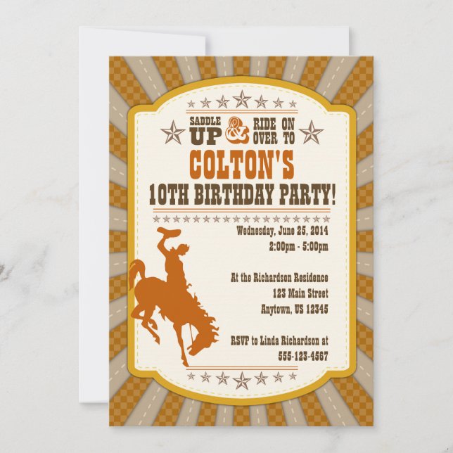 Invitation à la fête du 10e anniversaire de Cowboy (Devant)