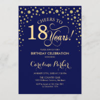 Invitation à la fête du 18e anniversaire - Gold Na