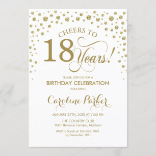 Invitation à la fête du 18e anniversaire - Gold Wh