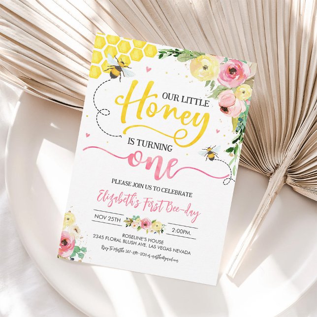 Invitation à la fête du 1er anniversaire de Honey  (Créateur téléchargé)