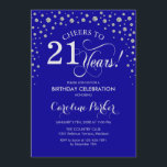 Invitation à la fête du 21e anniversaire - Argent<br><div class="desc">Invitation de fête du 21e anniversaire. Design élégant avec fausse parties scintillant argent et bleu roi. Salutations à 21 ans ! Message-moi si vous avez besoin d'une personnalisation plus poussée.</div>